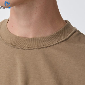 High Quality Men's <b>Drop</b> Shoulder Heavyweight T-shirt Custom Screen Print logo Ribbed Neck Tshirt <b>Box</b> Fit Oversized Cotton Blank - Product Image 6
