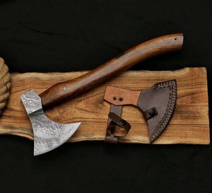 Handmade Hatchet With <b>Wooden</b> Handle Forged Steel Blade Survival <b>Axe</b> DIY Crafted Tomahawk Style - Product Image 3