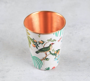 Vaso de Cobre Estilo Oriental con Patrón Esmaltado de Pájaros y Frutas, Resistente al Calor, para Uso en Fiestas y en el Hogar - Product Image 2