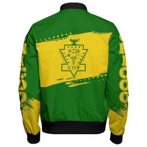 เสื้อแจ็คเก็ตบอมเบอร์สีเขียวสำหรับผู้ชาย Chi Eta Phi ปี 1932 พิมพ์ลายดิจิทัล ซิปด้านหน้า สวมใส่สบาย ดีไซน์ลายเต่าและลาย X - Product Image 5