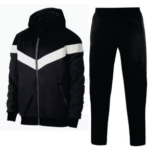 Nouvel ensemble deux pièces sur mesure : sweat à capuche et pantalon de survêtement à motif uni 100 % coton, avec logo personnalisé, pour homme - Product Image 1