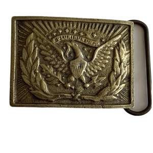 Hebilla de cinturón de latón dorado estilo vintage con placa de espada y águila de la Unión Civil - Product Image 1