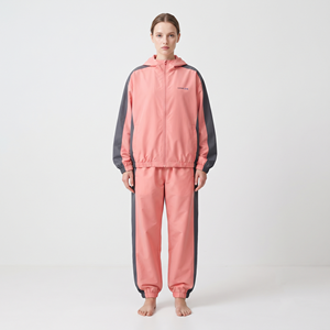 Custom Design Women's Cropped Nylon Full <b>Zip</b> Sports Jacket with Oversized Side Stripe Drawstring Jogger Pants Tracksuit Set - Product Image 5