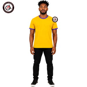 GREEK APPARELS Camiseta Amarilla para Hombre, Manga Corta, Corte Regular, Color Sólido, Ribete en Contraste, Cuello Redondo, Formal, 100% Algodón, Secado Rápido - Product Image 1