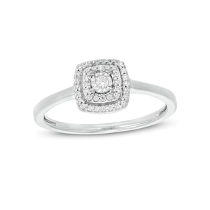 14K White Gold 0.50 CTTW Natural Illusion Set Diamond <b>Ring</b> | Square Halo Engagement Promise <b>Ring</b> | Fine Jewelry for Women - Product Image 3