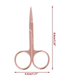 Kit chirurgical manuel en acier inoxydable avec finition or rose, ciseaux à sourcils, petites pinces courbées pour extensions de cils, outil de beauté - Product Image 3