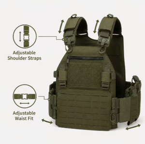 TRIBON SPORTS TS-<b>TV</b>-007 Tactical Vest Nylon Olive Green Internal Frame Arcuate Shoulder Strap Waterproof Hunting Utility Pockets - Product Image 2