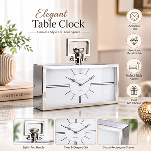 Luxury Silver Metal Table <b>Clock</b> Modern Decorative <b>Desk</b> <b>Clock</b> for Home Office Hotel Living Room Elegant Mantel <b>Clock</b> Home Decor - Product Image 4