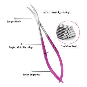 Ciseaux de précision roses de luxe pour sourcils, en acier inoxydable de haute qualité, avec emballage et logo personnalisés - Product Image 3