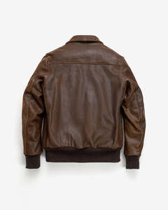 Veste bomber en cuir véritable marron pour homme, style décontracté, fermeture éclair, col rabattu, poches, vêtements d'automne - Product Image 2