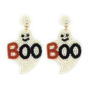 Boucles d'oreilles pendantes Kaimei Fashion Jewelry faites à la main, brodées de fleurs perlées, style coréen, géométriques, pour la fête de Noël - Product Image 4