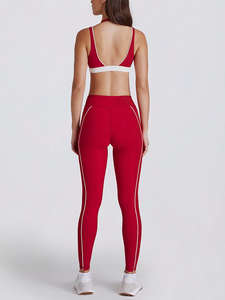 Ensemble 2 pièces 2026 de soutien-gorge de yoga et short ou pantalon de couleur unie pour femme, séchage rapide, respirant, en nylon et élasthanne, taille haute, tenue de fitness - Product Image 4