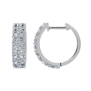 Pendientes de Aro Gourik E328 de Plata 925 con Circonita Cúbica Blanca, Corte Brillante Redondo, Engaste de Garra, Joyería Clásica para Uso Diario para Mujer - Product Image 1