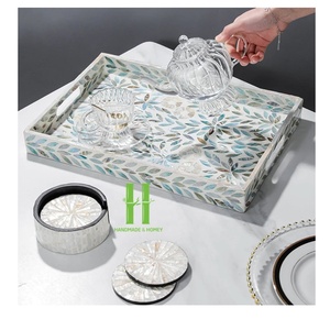 Plateau en bois rectangle fait à la main écologique nouveau design décoratif plateau en nacre pour le service de thé pour les cadeaux - Product Image 1