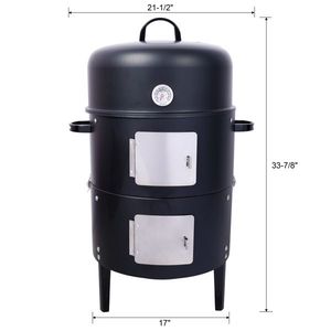 Griglia BBQ Rotonda di Lusso in Acciaio da 17 Pollici, Altezza Regolabile, Resistente, per Cottura all'Aperto di Bistecche, Nera - Product Image 2