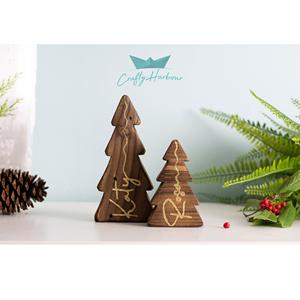 Ornement de Noël en bois 3D style nordique, ours et lapin, découpé au laser, artisanat en bois, décoration de bureau, cadeau de Noël créatif - Product Image 2