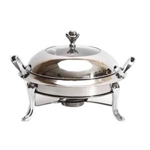 Dôme de chauffe-plat en acier inoxydable avec poignée décorée et support à 4 pieds, compatible gaz et induction, diamètre 33 cm - Product Image 2