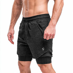 Shorts de sport double couche pour homme, taille à cordon, athlétiques, 2 en 1, 100% polyester - Product Image 3