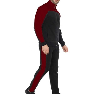 Survêtement zippé colorblock personnalisé pour hommes, grande taille, en polaire, avec logo brodé, vente en gros OEM - Product Image 3