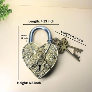 Shield & Sword Royal Brass <b>Padlock</b> High Quality Customization Lock Brass Key <b>Padlock</b> Diary <b>Padlock</b> Heart Vintage Design Patina - Product Image 6