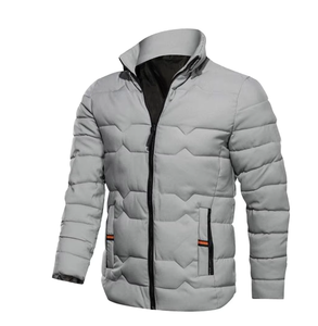 Blouson matelassé chaud pour homme, gris clair, à capuche, col montant, coupe ample, 100 % imperméable, réversible, en polyester satiné, avec fermeture éclair sur le devant - Product Image 6