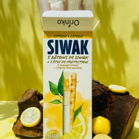 Bâtonnets de Miswak aux Herbes Premium, Lot de Cinq, Saveur Citron, Nettoyant Dentaire Naturel pour l'Hygiène Buccale Quotidienne et des Gencives Saines