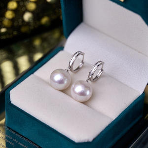 Boucles d'oreilles pendantes en perles naturelles de 925, fabrication artisanale exquise, double perle avec tempérament, forme impeccable de 8 à 10 mm - Product Image 4