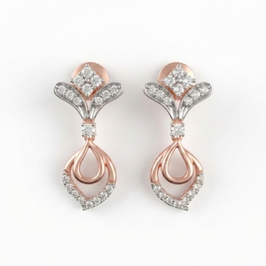 Women's Round Diamond Earrings | 9K Rose Gold | Lab Grown & Natural Diamond - Product Image 1