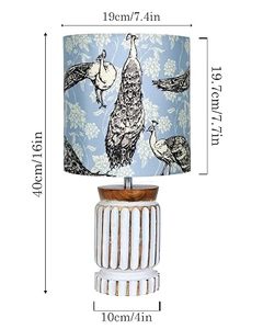 Vintage Bohemian <b>Bird</b> Shape Peacock Table <b>Lamp</b> Fabric Shade Tabletop Bedside Nightstand Home Decor - Product Image 1