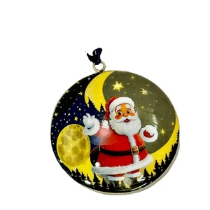 Metal Iron Material High Quality Christmas <b>Tree</b> Hanging Decoration Ornament Printed Decal With Rope - Product Image 1