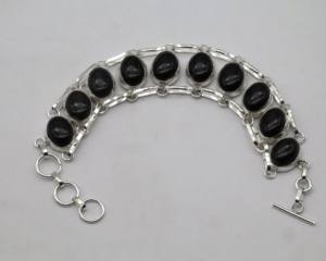 Black Spinel German <b>Silver</b> Adjustable <b>Bracelet</b> Natural Black Spinel Gemstone <b>Cuff</b> Handmade Fashion Jewelry - Product Image 1