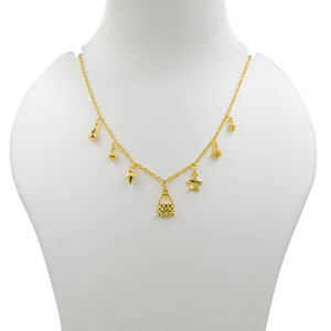 Collar Hecho a Mano con Múltiples Dijes, Chapado en Oro sobre Latón |   Collar con colgante de bola Lock Star de 18 pulgadas, joyería para llevar en capas - Product Image 4