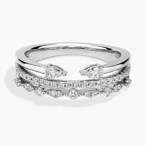Open <b>Stacked</b> Diamond <b>Ring</b> in White Gold - Product Image 1