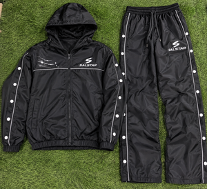 Ensemble de survêtement noir personnalisé pour homme, veste coupe-vent et pantalon de jogging, vêtements de sport, ensemble d'entraînement athlétique deux pièces - Product Image 6