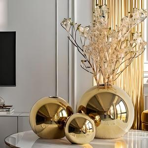Elegant <b>Gold</b> Metal Flower <b>Vase</b> Set Modern Decorative Centerpiece <b>Vase</b> for Luxury Home Living Room Interior Decoration - Product Image 4