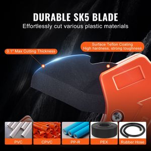 Tubo per impieghi gravosi con diametro esterno di 0,2 1/2 pollici Tagliatubi a cricchetto per PVC con lama SK5 per tubi in PVC, CPVC, PP, lama di ricambio inclusa - Product Image 6