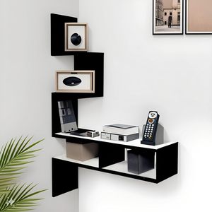 ชั้นวางของติดผนังไม้ทรงซิกแซกสำหรับห้องนั่งเล่น ตกแต่งบ้านอย่างมีสไตล์ ชั้นวางของลอยตัวสำหรับจัดเก็บ - Product Image 2