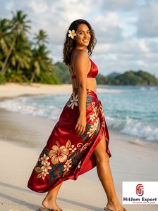 Paréo Sarong en Satin Tissé Premium à Pois, Motif Floral Tropical, Léger, pour l'Été, Fabricant et Fournisseur de Tissus Personnalisés OEM ODM - Product Image 5