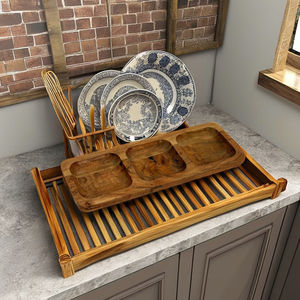 Plato de Servir de Estilo Moderno con Acabado Natural en Madera de Acacia para Mesa, Ideal para Bodas, Fiestas, Hogar y Restaurantes - Product Image 1