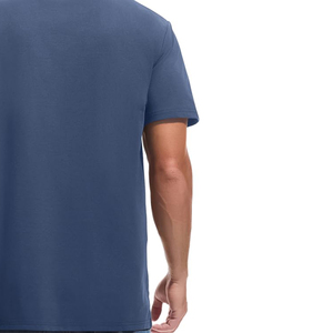 Camiseta de punto de manga corta para hombre, color azul real, cuello redondo, de secado rápido, corte regular, color sólido, informal. - Product Image 4