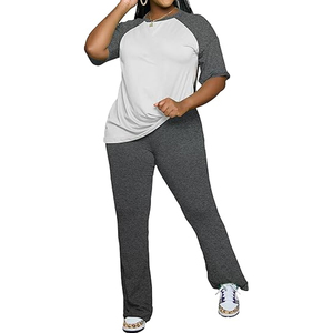 Ladies Casual Lounge Wear Two Piece Set Loose Fit <b>Top</b> Drawstring Pants Summer Outfit Custom Logo - Product Image 6