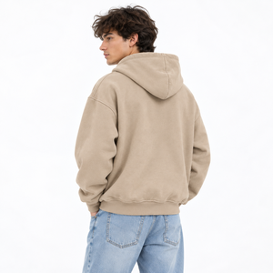 Sweat à capuche zippé en coton pour homme, 450 GSM, avec poignets côtelés, logo brodé en relief, design personnalisé, fournisseur de sweats à capuche zippés - Product Image 3