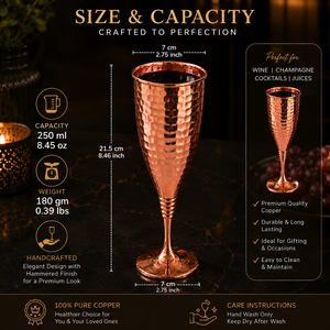 Flûte à champagne en cuivre martelé à long pied, verre à vin en métal pour mariage, célébration, restaurant, bar, maison et événements - Product Image 2