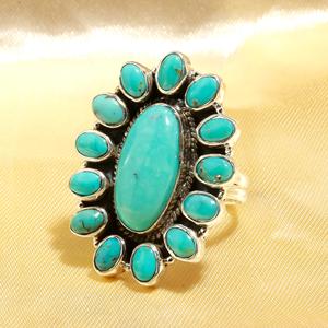 Oval Shape <b>Turquoise</b> 925 Sterling Silver Classic Wedding & Party Unisex <b>Ring</b> Wholesale Jewelry on Factory Price Handmade - Product Image 2