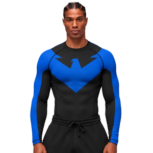 T-shirt sportif pour homme à manches longues, imprimé géométrique, jersey, 180 grammes, séchage rapide, coupe ajustée - Product Image 1