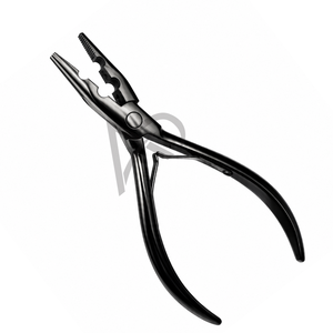 Pince à micro-perles de haute qualité pour extensions de cheveux, logo personnalisé, noir brillant, acier inoxydable de qualité supérieure, deux trous pour perles - Product Image 3