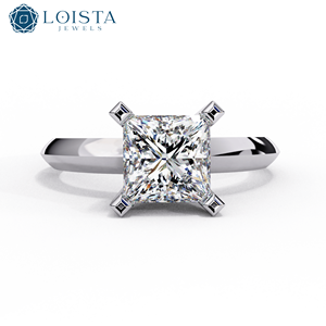 Bague en or rose 18 carats avec diamants de laboratoire certifiés IGI, taille princesse 1 carat, bijoux en diamants - Product Image 2