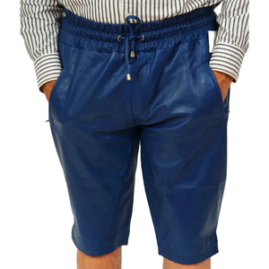 Pantalones Cortos de Piel Sintética PU para Hombre, Estilo Urbano de Verano, con Bolsillos, para Discoteca, Casual, a la Moda, hasta la Rodilla, con Cierre de Cremallera, Estilo Medieval Punk - Product Image 1