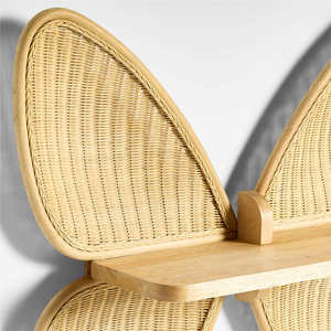 <b>Rustic</b> Natural Butterfly Rattan wall-mounted <b>shelf</b> for kids Woven Wall Hanging Decor Storage Rack for Books and Toys Companies - Product Image 2