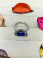 Bague en quartz saphir bleu céleste, élégante, avec pierre précieuse en cristal, bijou tendance, cadeau pour femmes et jeunes filles, bague de fiançailles